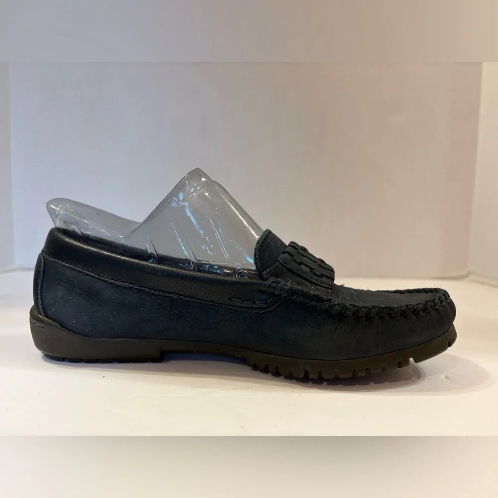 Hush Puppies dark blue leather slide-on loafers shoes size 6.5 M
